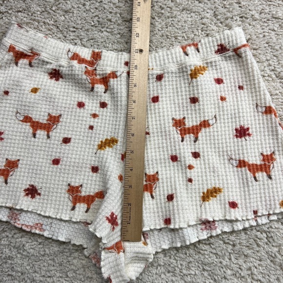 American Eagle Pajama Shorts Fox Print Waffle Knit Thermal Womens Medium Bottoms - Picture 7 of 9